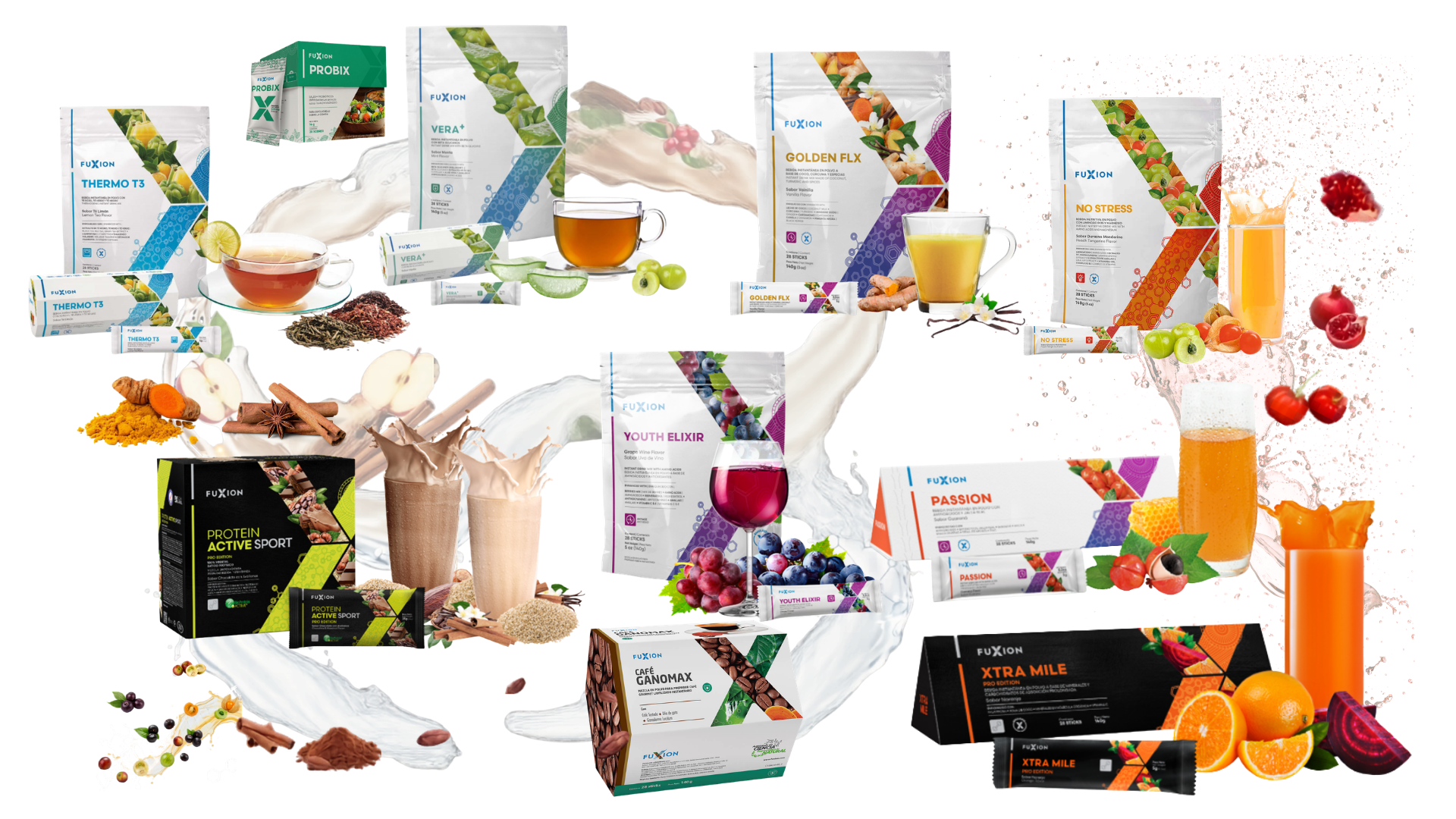 Líneas Potenciadoras FuXion — Control de Peso, Anti-Edad, Inmunológica, Vigor Mental, Sport