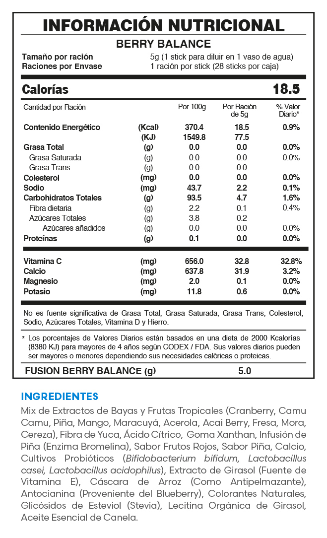 Tabla nutricional oficial BERRY BALANCE